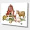 Designart - Farm House With Goose Chicken Cow Pig and Haystack - Rustic Canvas Wall Art Print